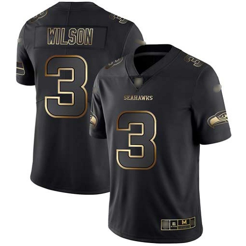 Seattle Seahawks Limited Black Gold Men Russell Wilson Jersey NFL Football #3 Vapor Untouchable->seattle seahawks->NFL Jersey